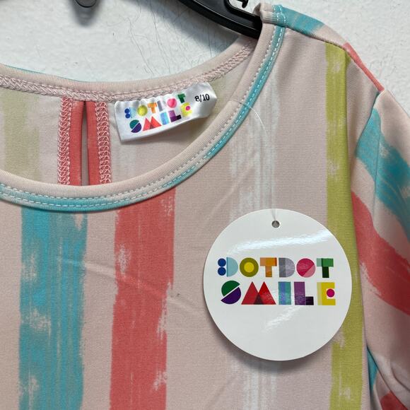 Dot Dot Smile Girls Rainbow Striped Flapper Ruffle Hem Dress Size 8/10 - Picture 3 of 4